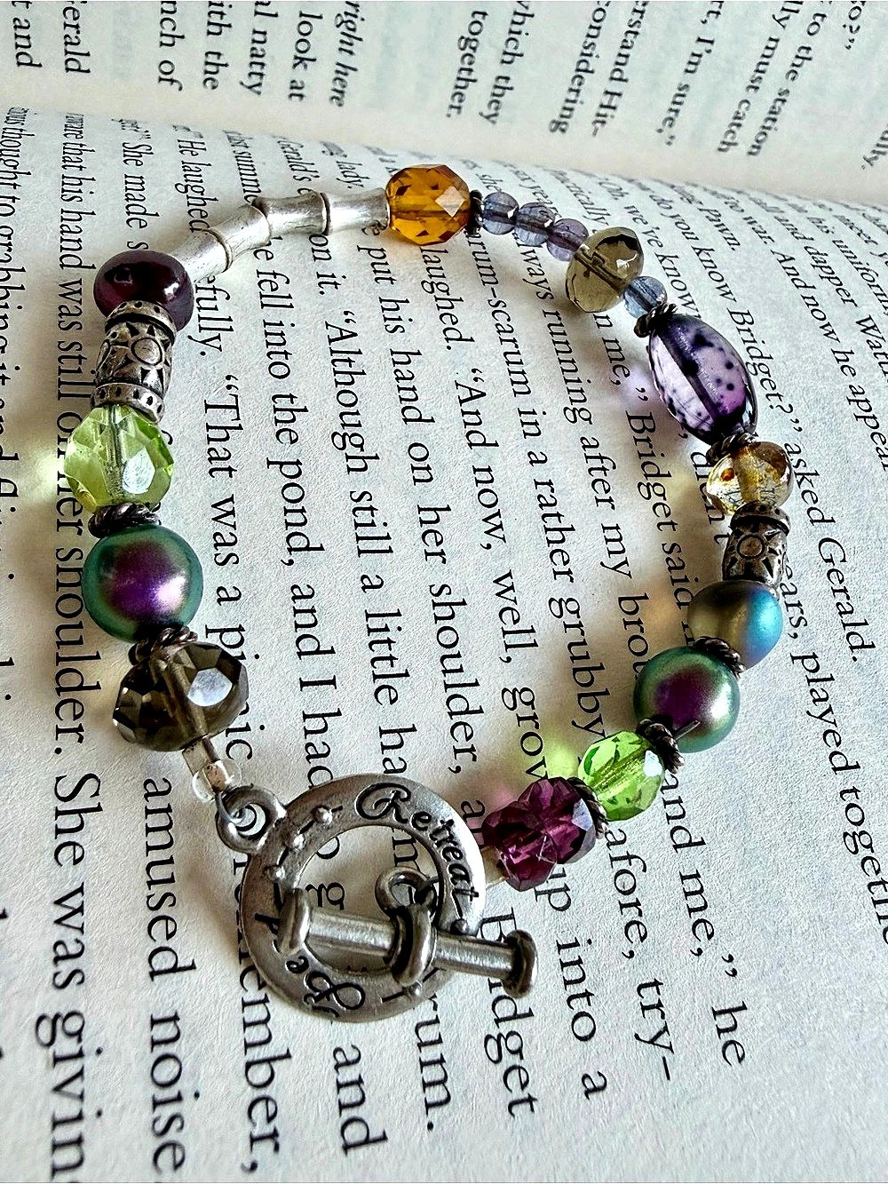 Bead Retreat Beaded Statement Necklace in Purple & Green